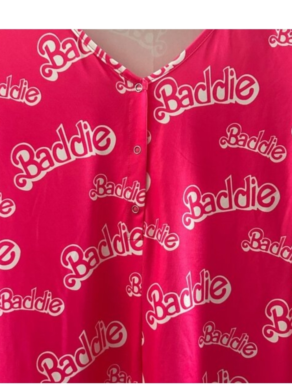 Pink V-Neck Long-Sleeve Romper Pajama - Picture 5 of 6